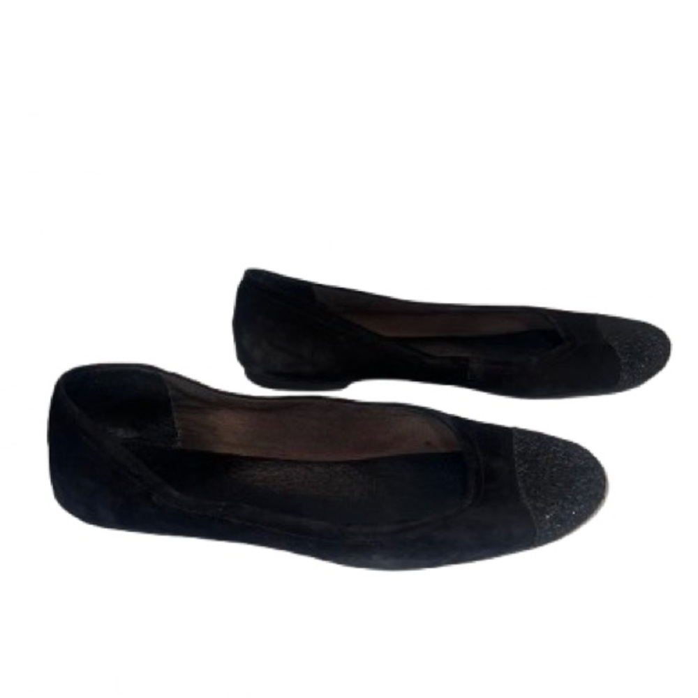 black leather flats